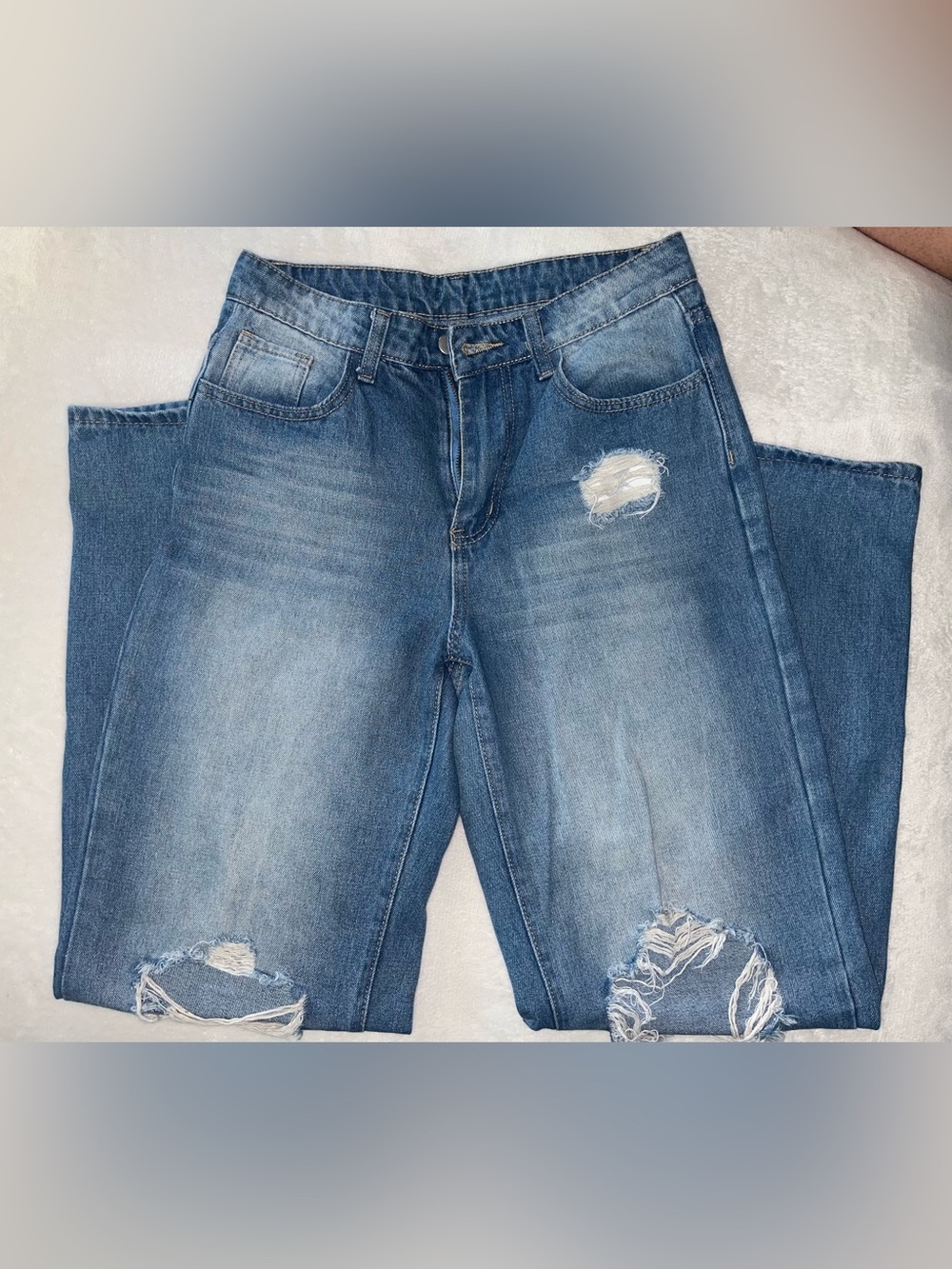 Women's Distressed Blue Denim Jeans